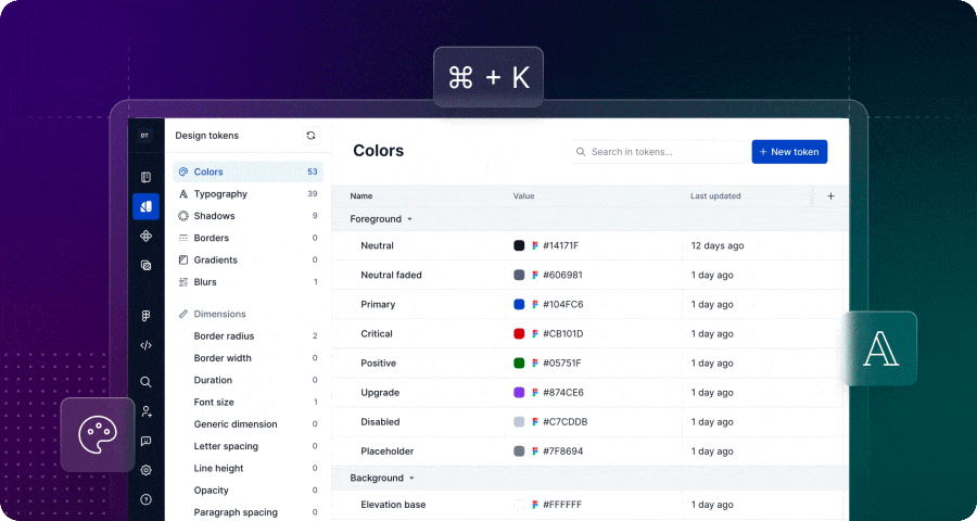 An animation showing Supernova's design system tool search function.