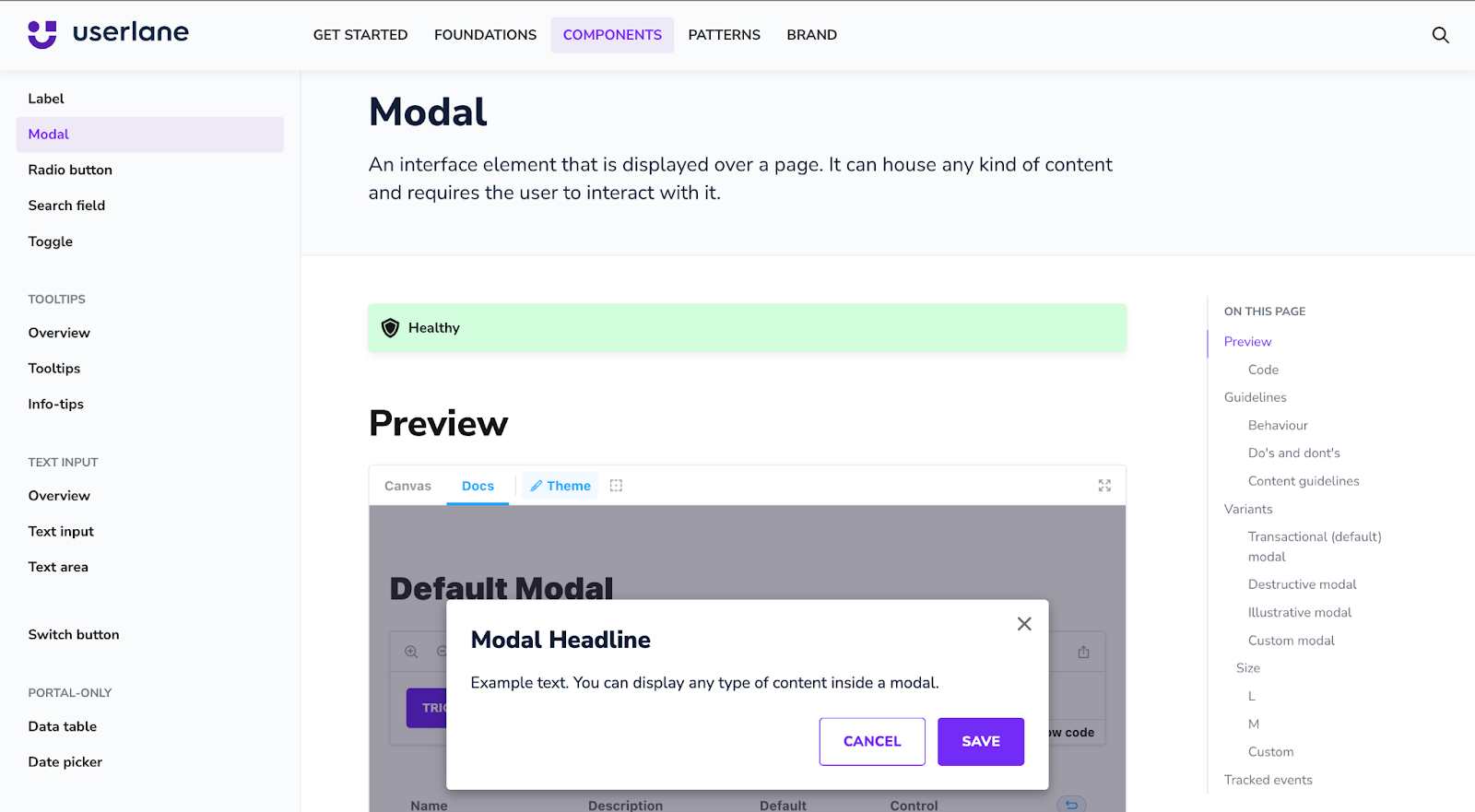 Image of Burrito component page, Userlane's design system in Supernova.