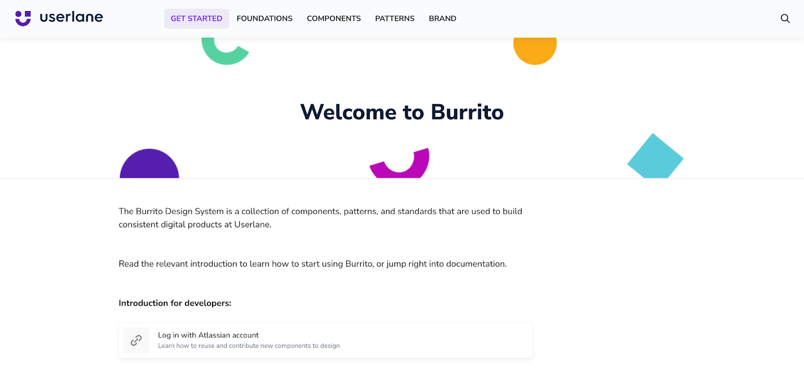 Image of Burrito landing page, Userlane's design system in Supernova.