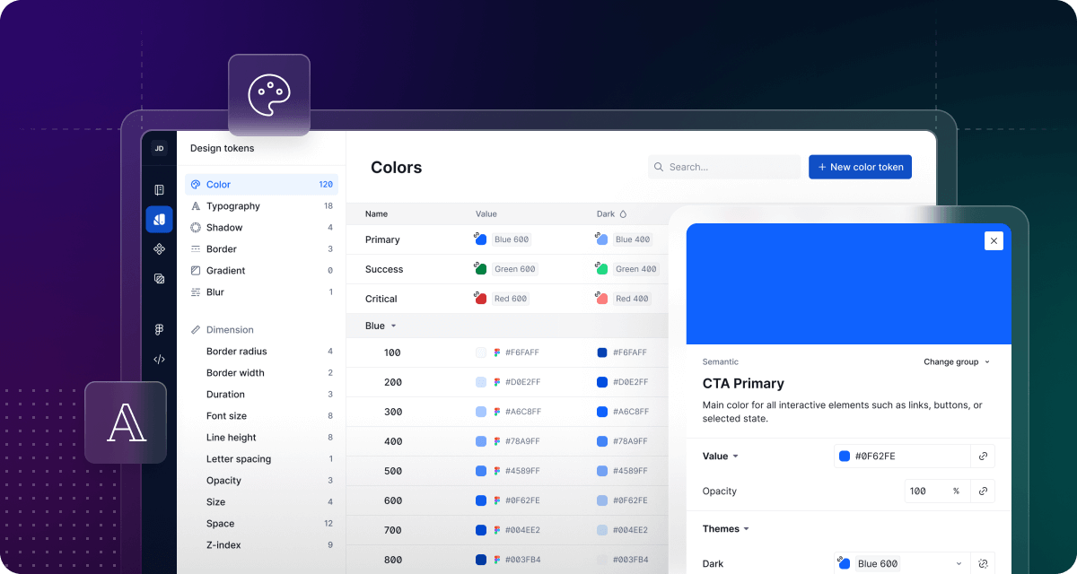 An image showcasing Supernova's advanced design token management.